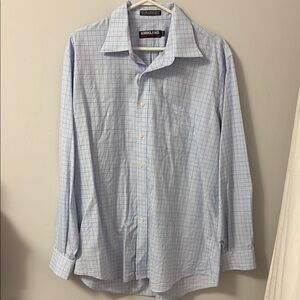 Kirkland Signature Blue Dress Shirt Classic Checkered Design
